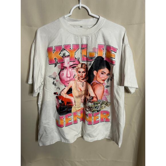 Kylie Jenner Rap Graphic Tee Shirt Size L Parody Bootleg Style Hip Hop Print - Picture 1 of 3